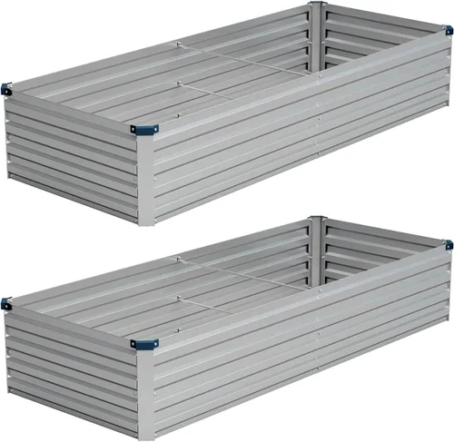 Miniatura 11 de Vengarus Kit de cama de jardín galvanizado elevado de 6 x 3 x 1 pies (paquete de 2), maceta de metal para exteriores, contenedor rectangular de Negro