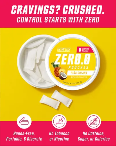 Miniatura 4 de GRINDS ZERØ.Ø Piña Colada Pouches Sin nicotina, sin cafeína, sin azúcar, 0 calorías Paquete de 3 18 bolsas por lata