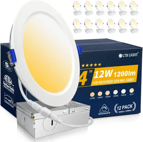 Miniatura 8 de Paquete de 4 luces empotrables de 4 pulgadas, iluminación LED empotrable ultrafina sin lata, luces empotrables regulables, 3000k
