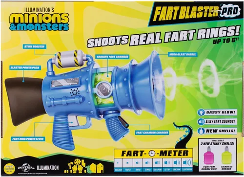 Miniatura 9 de Minions Illumination's Monsters Fart Blaster Pro con 8 ajustes de olor, dispara anillos apestosos de hasta 6 pies (5.9 ft) de distancia, el juguete