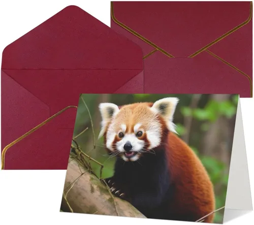 Miniatura 10 de Tarjetas de felicitación con sobres, tarjeta de felicitación con sobres, tarjeta de felicitación de Little Panda rojo en blanco para todas