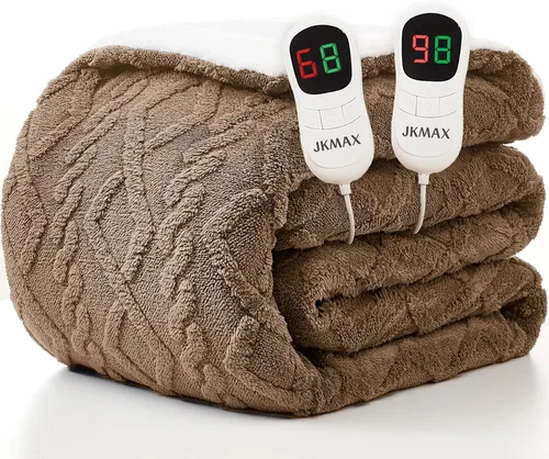 Miniatura 23 de JKMAX - Manta eléctrica con calefacción de tamaño queen, 84 x 90 pulgadas, 10 niveles de calefacción, 5 ajustes de tiempo, con protección contra
