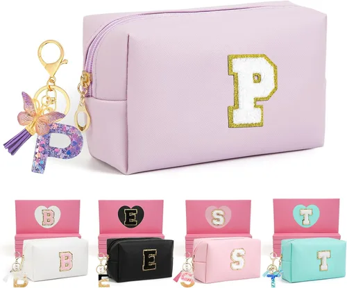 Miniatura 72 de AIBFRID 2 piezas de bolsas de maquillaje iniciales para mujeres, regalos de cumpleaños para niñas de 4 5 6 7 8 9 10 11 12 años, bolsas de cosméticos