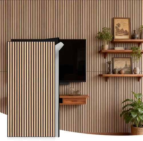 Miniatura 11 de WoveN SounD Slat Acousitc - Paneles de pared de 48 x 24 pulgadas, chapa de madera, decoración de pared a prueba de sonido, diseño autoadhesivo
