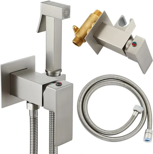 Miniatura 10 de Asyas Rociador de bidé de agua caliente oculta de color blanco para inodoro con válvula de latón caliente y fría, juego de accesorios de bidé