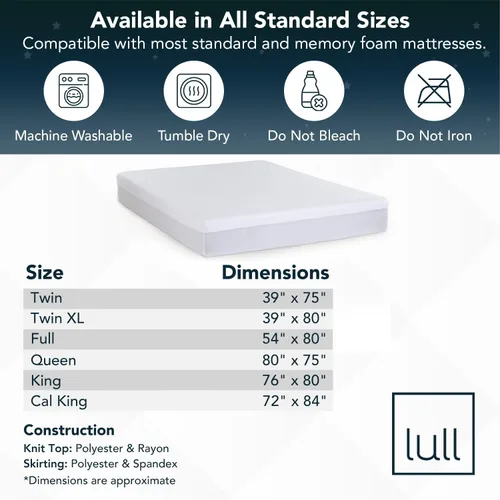 Miniatura 2 de Lull Protector de colchón de tamaño individual Funda de colchón Protector de colchón impermeable extra suave Resistente a las manchas, lavable