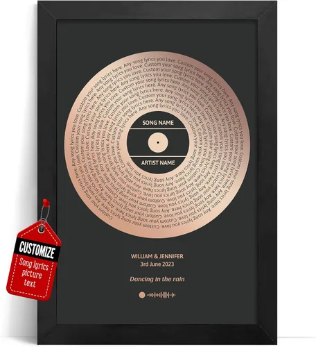Miniatura 20 de VICILO Póster Enmarcado con Letras de Canción Personalizadas, Regalo para Padres, Acordes de Canción Perfectos, Pareja, 50° Aniversario de Boda