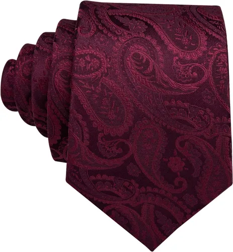 Miniatura 102 de Barry.Wang - Juego de corbata de seda para hombre, diseño de cachemira, pañuelo y gemelos de bolsillo