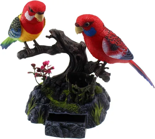 Tipmant Eelctric Birds Parrots Electrónica Mascotas Oficina Decoración del Hogar Función de Grabación y Reproducción, Portalápices Juguetes para