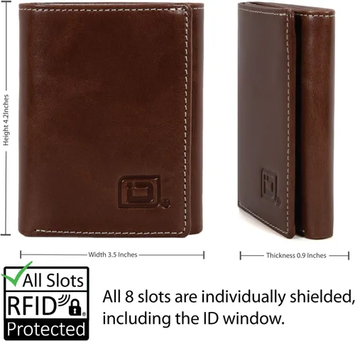 Miniatura 2 de ID Stronghold - Cartera triple con bloqueo RFID para hombre, piel auténtica resistente, Stonewash, Classic