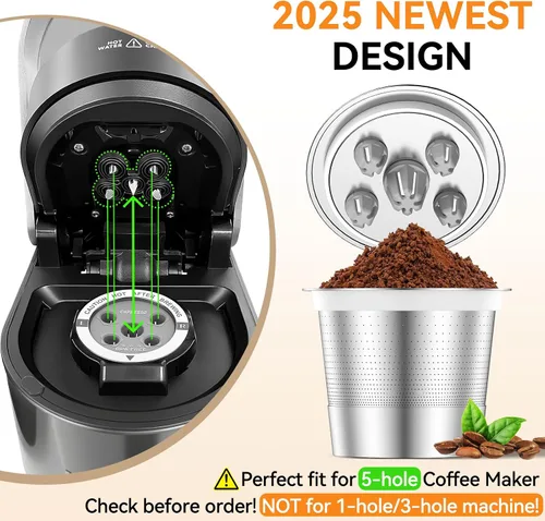 Miniatura 8 de CAPMESSO Tazas K reutilizables para Keurig: filtro de café metálico My K cup actualizado 2025 cápsulas de café recargables con 5 agujeros - para K