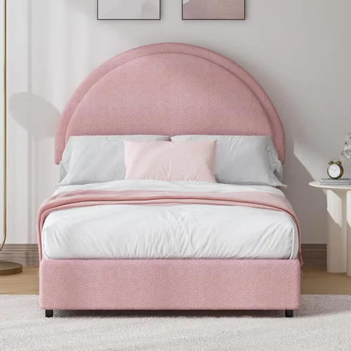 Miniatura 16 de Base de cama REVOMINCA tamaño Queen, base de cama tapizada de plataforma con cabecero, cama de plataforma suave con esquinas redondas, no se Dgery