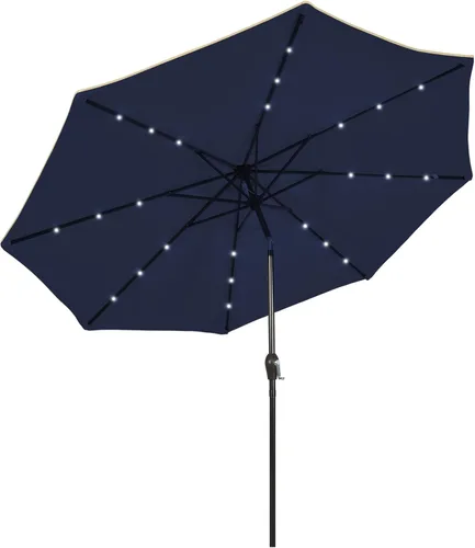 Miniatura 27 de Tangkula Sombrilla solar de patio de 10 pies, sombrilla de mercado de mesa al aire libre con 24 luces LED, ajuste de inclinación, mango de manivela