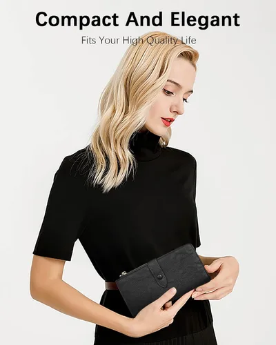 Miniatura 10 de BOSTANTEN - Cartera de piel auténtica para mujer con bolsillo con cremallera), BL3162011Kcoffee