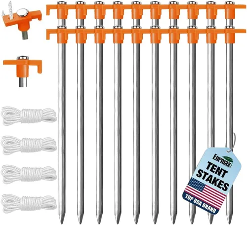 Miniatura 14 de Eurmax USA - Estacas galvanizadas, no se oxidan, para tienda de campaña familiar, toldos para tiendas emergentes, anclajes resistentes, paquete