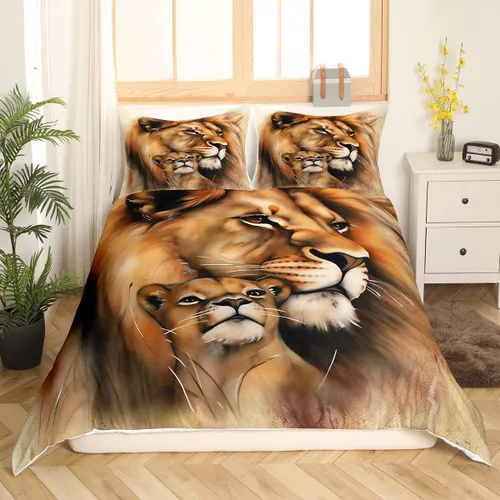 Miniatura 16 de Erosebridal Funda de edredón de leopardo, guepardo, funda de edredón de animales de sabana africana, juego de ropa de cama con estampado de leopardo