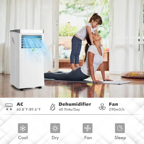 Miniatura 2 de LDAILY Aire acondicionado portátil de 10000BTU con control remoto, enfriador de aire 3 en 1 con 3 modos y 2 velocidades de viento, función
