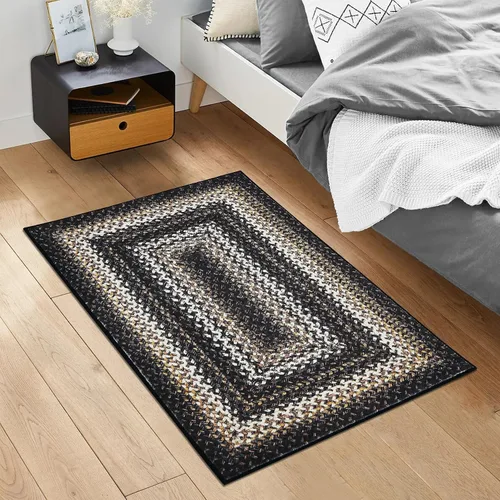 Miniatura 2 de ROYHOME Tapete pequeño para puerta de 2 x 3 pies, alfombra de área lavable, alfombras de área con estampado trenzado bohemio, alfombra de área