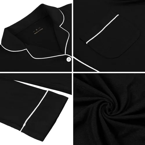 Miniatura 112 de Samring Camisón de pijama para mujer, manga corta/larga, con botones, camisón para dormir, camisón para novio, talla XXL