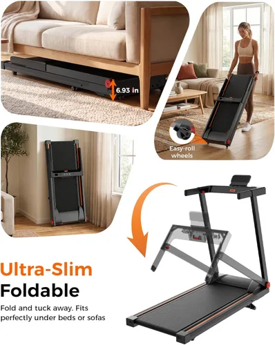 Miniatura 6 de 5% Incline Walking Pad Treadmill, 300LB Capacity Folding Treadmills for Home, Walking pad with Handle bar, 3.0 HP Quiet Dual Cushion System 2-Negro