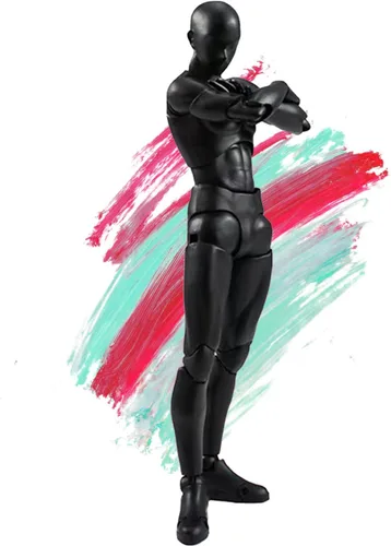 Figuras de acción gnallang Modelo PVC (Color Negro) con Caja Modelos de Figuras para Dibujar para Artistas (Masculino)