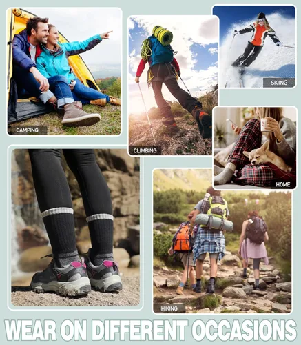 Miniatura 7 de Yebing Calcetines de senderismo de lana merina para mujer, térmicos, cálidos, para botas de invierno, con cojines, acogedores y gruesos