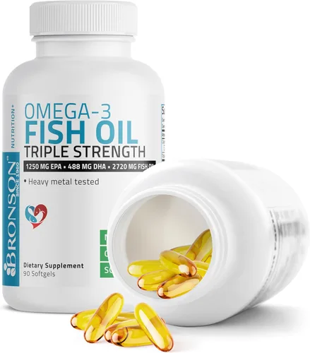 Miniatura 4 de Bronson Aceite de pescado Omega 3 de triple fuerza 2720 mg, alto contenido en EPA 1250 mg DHA 488 mg, sin OMG, probado para metales pesados, 90