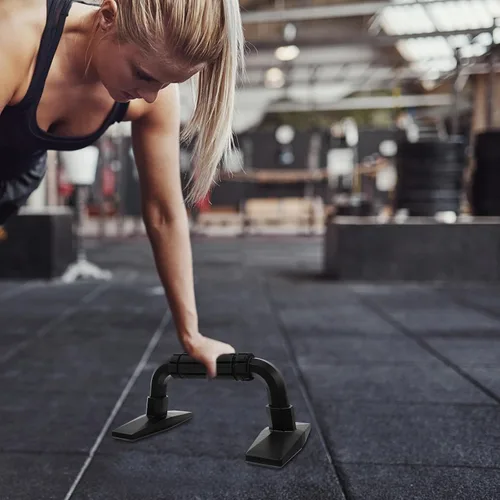Miniatura 3 de 2pcs barras de flexiones en forma de H soportes de flexión de acero muscular equipo de fitness para el hogar brazo entrenamiento de fuerza