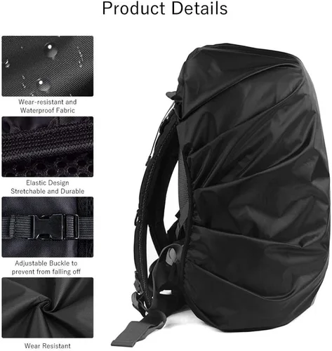 Miniatura 3 de LAMA Paquete de 2 fundas impermeables para la lluvia para mochila, mochila reflectante contra el polvo, antirrobo, ciclismo, senderismo, campamento