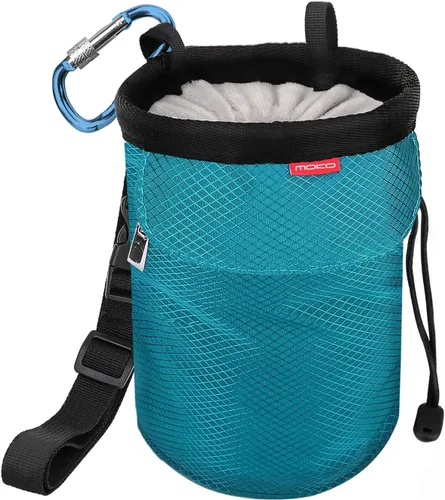 Miniatura 13 de Moko Rock Climbing Chalk Bag, Bouldering Chalk Pot Bucket with Adjustable Belt & Carabiner Drawstring Climbing Gear