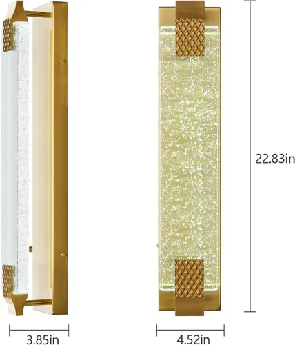 Miniatura 4 de Moderno aplique de pared de cristal con burbujas de cristal para baño, 23.03 pulgadas, luces LED doradas de tocador para baño, pasillo, dormitorio