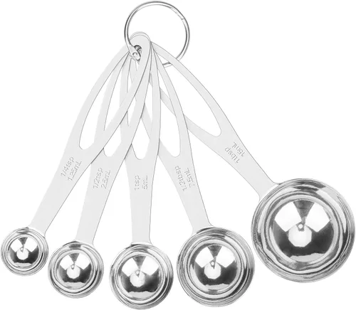 Juego de 5 cucharas medidoras, tazas medidoras de acero inoxidable resistentes para cocinar y hornear, cucharadas y cucharaditas para ingredientes