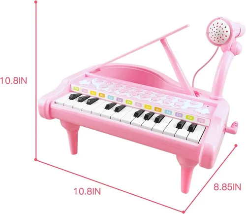Miniatura 8 de Love & Mini - Piano/teclado de juguete para niños de 3 a 5 años como regalo de cumpleaños, con 24 teclas, color rosa; instrumento musical de juguete