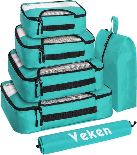 6 Set Packing Cubes for Suitcases, Travel Organizer Bags for Carry on Luggage, Veken Suitcase Organizer Bags Set for Travel Essentials Travel