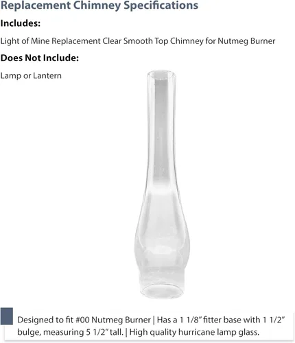 Miniatura 3 de Luz mía: Chimenea de reemplazo de lámpara de aceite de 1.125 "x 5.5", vidrio de borosilicato transparente, parte superior lisa, reemplazo de globo