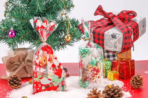 Miniatura 6 de LOKIQNG 150 PAQUETES Bolsas de Celofán de Navidad Bolsas de Regalo para Dulces y Galletas con Ataduras Giratorias para Recuerdos de Fiesta