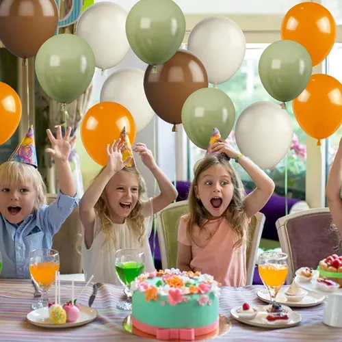 Miniatura 4 de Globos verde salvia y naranja, 12 pulgadas, globos verdes, marrones, naranjas, verde oliva, marrones, beige, globos de la jungla, safari, bosque