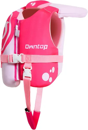 Owntop Chaleco de natación para niños pequeños, chaqueta flotante, ayuda de natación para niños de 20-30-40-50 libras con correas de seguridad Rojo