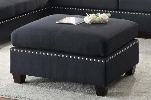 Miniatura 2 de Poundex bobkona viola Set de sofás con otomano en negro linen-like polyfabric mano izquierda o derecha chaise