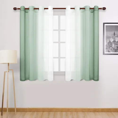 Miniatura 62 de DWCN Cortinas Transparentes de Lino Sintético Negro Degradado Ombré - Cortinas Semi Transparentes de Gasa con Ojales en la Parte Superior