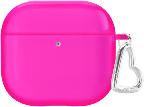 VELVET CAVIAR Funda compatible con AirPods 4 con llavero, bonitas fundas protectoras duras para AirPod de 4ª generación para mujeres, color rosa neón