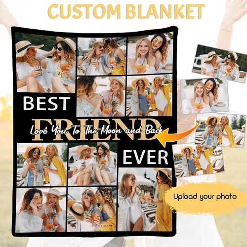 Miniatura 2 de Envío al día siguiente, regalos de cumpleaños para mejores amigas, manta personalizada con fotos, regalos de manta para mejores amigas y BFF, regalo