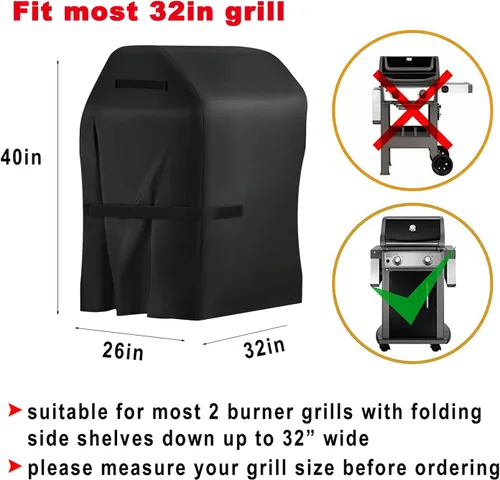 Miniatura 2 de Funda para parrilla de barbacoa, 32 pulgadas, resistente al agua, a los rayos UV y a los desgarros, funda de parrilla de gas para exterior, apta