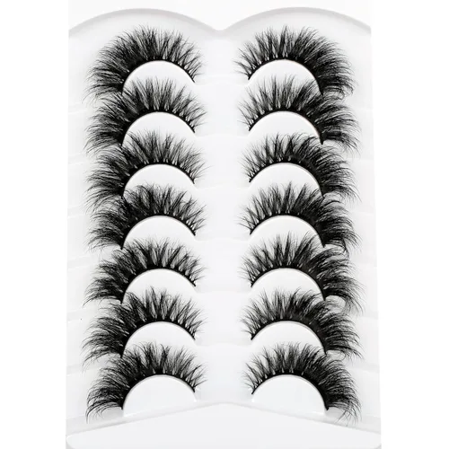 Miniatura 735 de Pooplunch - Pestañas postizas finas de visón sintético, estilo ojo de gato, naturales, cruzadas, tipo racimo, efecto 8D de volumen, tiras