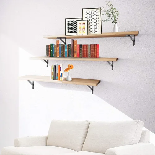 Miniatura 5 de Kersally Soportes de estante de 6 pulgadas, paquete de 2 soportes en L resistentes para estantes, soportes metálicos triangulares de 90 grados