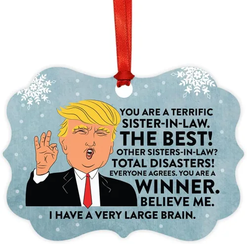 Miniatura 38 de Andaz Press Divertido presidente Donald Trump Fancy Frame Recuerdo Adorno de Navidad Regalo de mordaza, Perra fantástica, 1 paquete, ideas de regalo