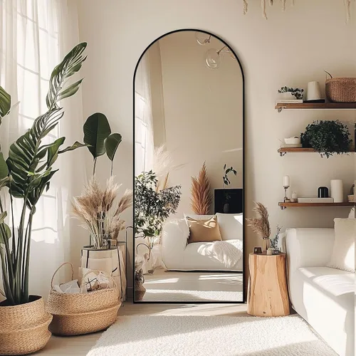 Miniatura 9 de Espejo de longitud completa, espejo arqueado de cuerpo completo de 59 x 18 pulgadas, espejos grandes de pie para dormitorio, baño, sala de estar