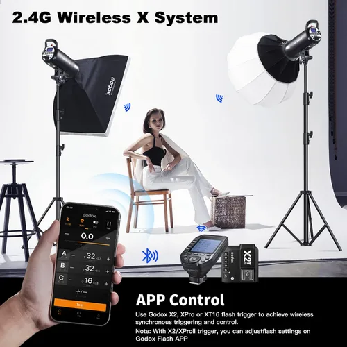 Miniatura 4 de Godox SK400II-V 400Ws Luz de Flash Estroboscópica para Estudio Fotográfico Monolight con Montura Bowens y Lámpara de Modelado LED de 10W