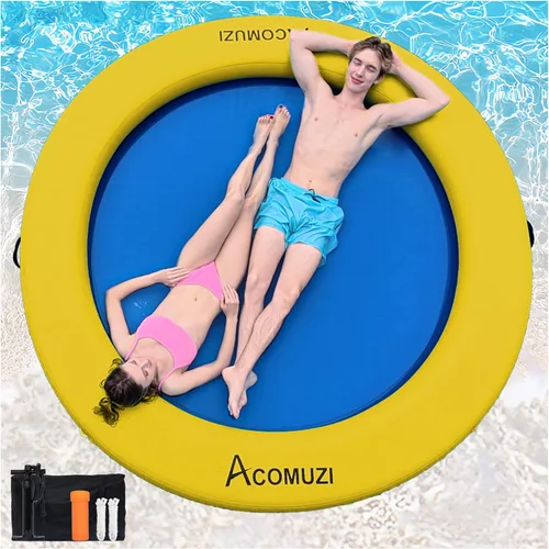 Miniatura 17 de Hamaca de agua inflable de 4/6/8/10/12 pies, flotador flotante redondo para adultos, balsa flotante de piscina resistente para océano y lago