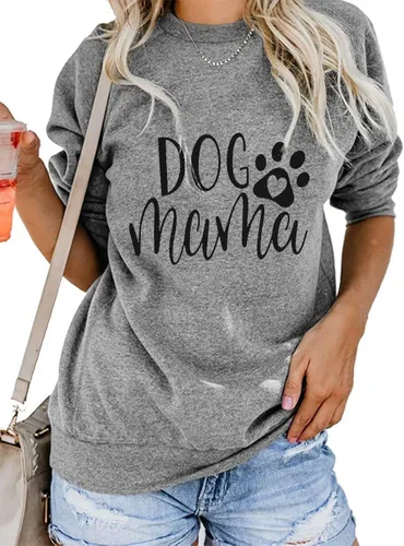 Miniatura 2 de ALLTB Sudadera para mamá de perro para mujer camiseta de perro y mamá suéter de manga larga con estampado de letras